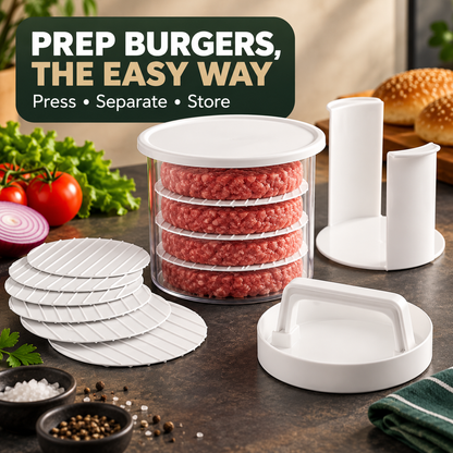 🍔Burger Patty Press & Storage Set | Prep, Stack & Chill