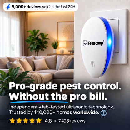 Femscoop® Ultrasonic Pest Repeller - Banish 14+ Pests for Good