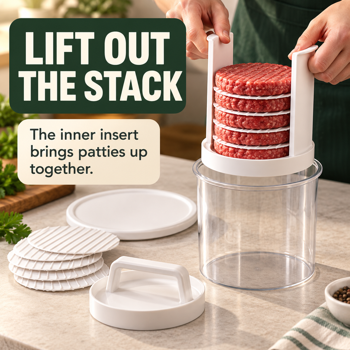 🍔Burger Patty Press & Storage Set | Prep, Stack & Chill