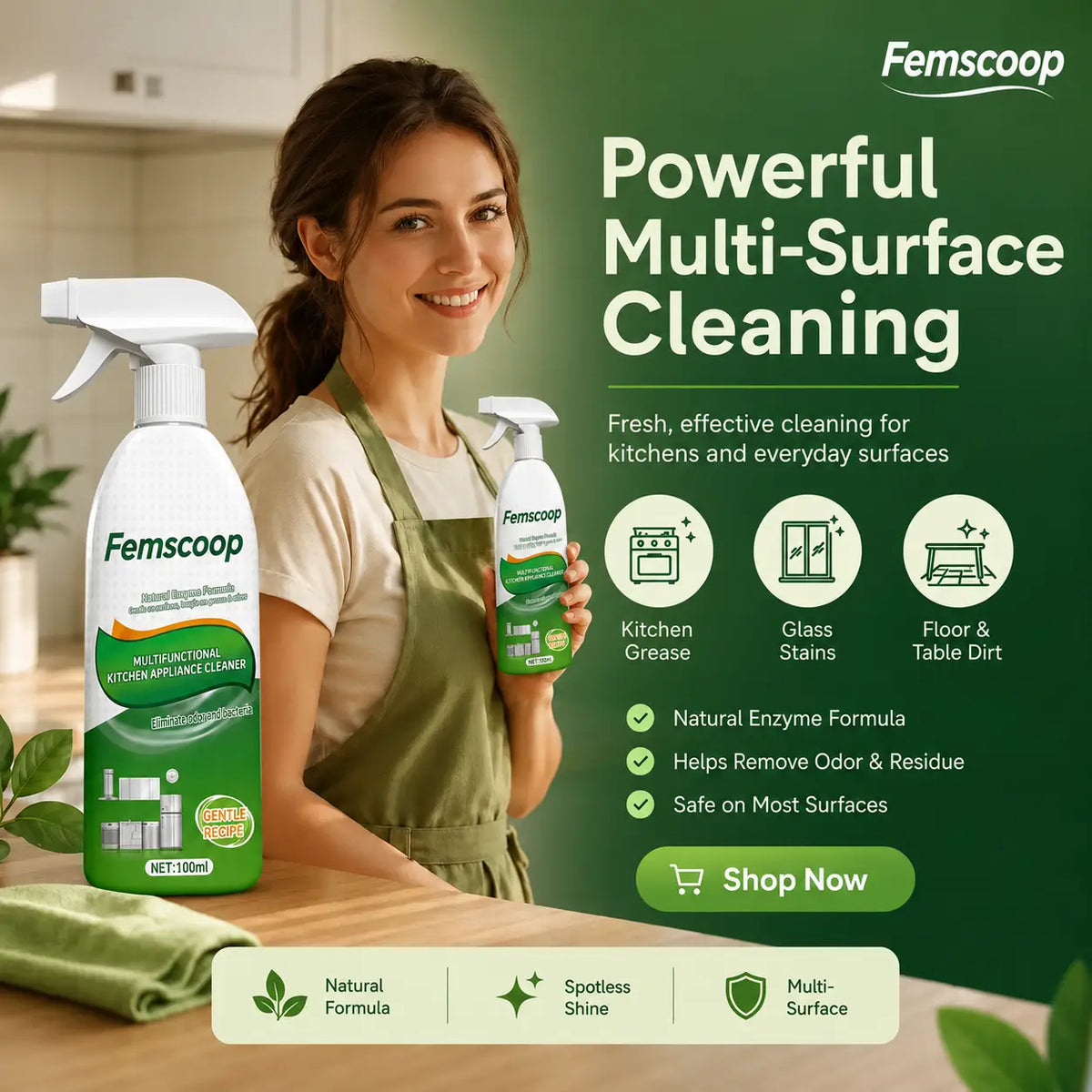 Discover the Femscoop Difference: Tough on Grease, Kind to Your Home.