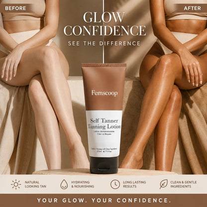 Femscoop Streak-Free Self-Tanning Lotion: Achieve a Flawless, Hydrated Golden Glow Without the Orange Tint or Patchy Mess