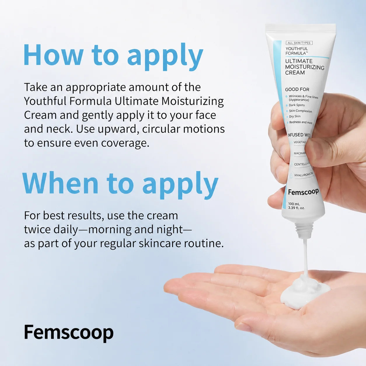 Femscoop™ Youthful Formula: Erase Dark Spots, Redness & Wrinkles with Deep Hydration (Centella, Niacinamide & Collagen)