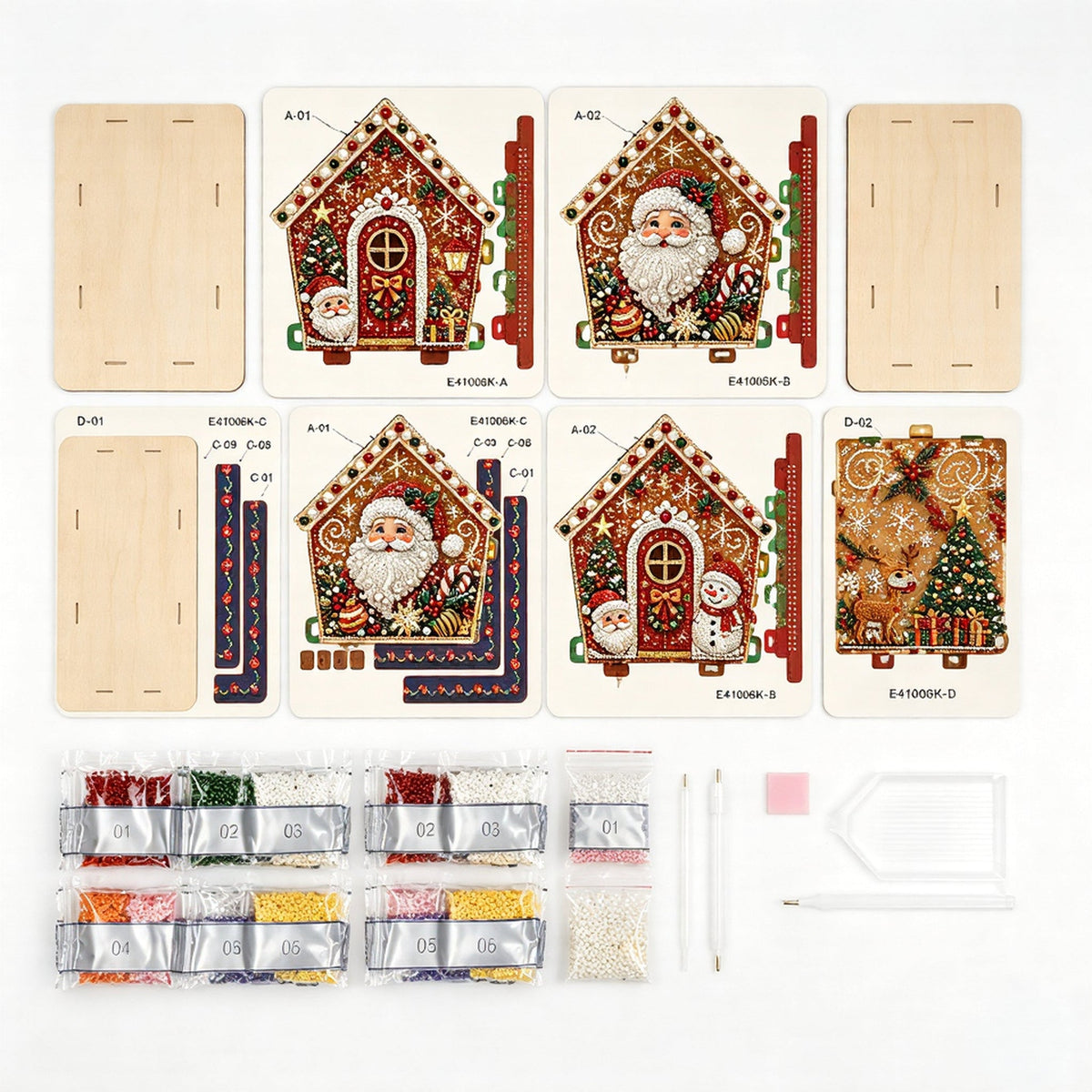 3D Holiday Wooden House Rhinestone DIY Kit - Halloween & Christmas Holiday Cottage Collection
