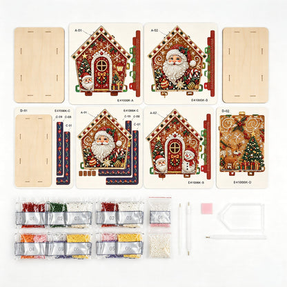 3D Holiday Wooden House Rhinestone DIY Kit - Halloween & Christmas Holiday Cottage Collection