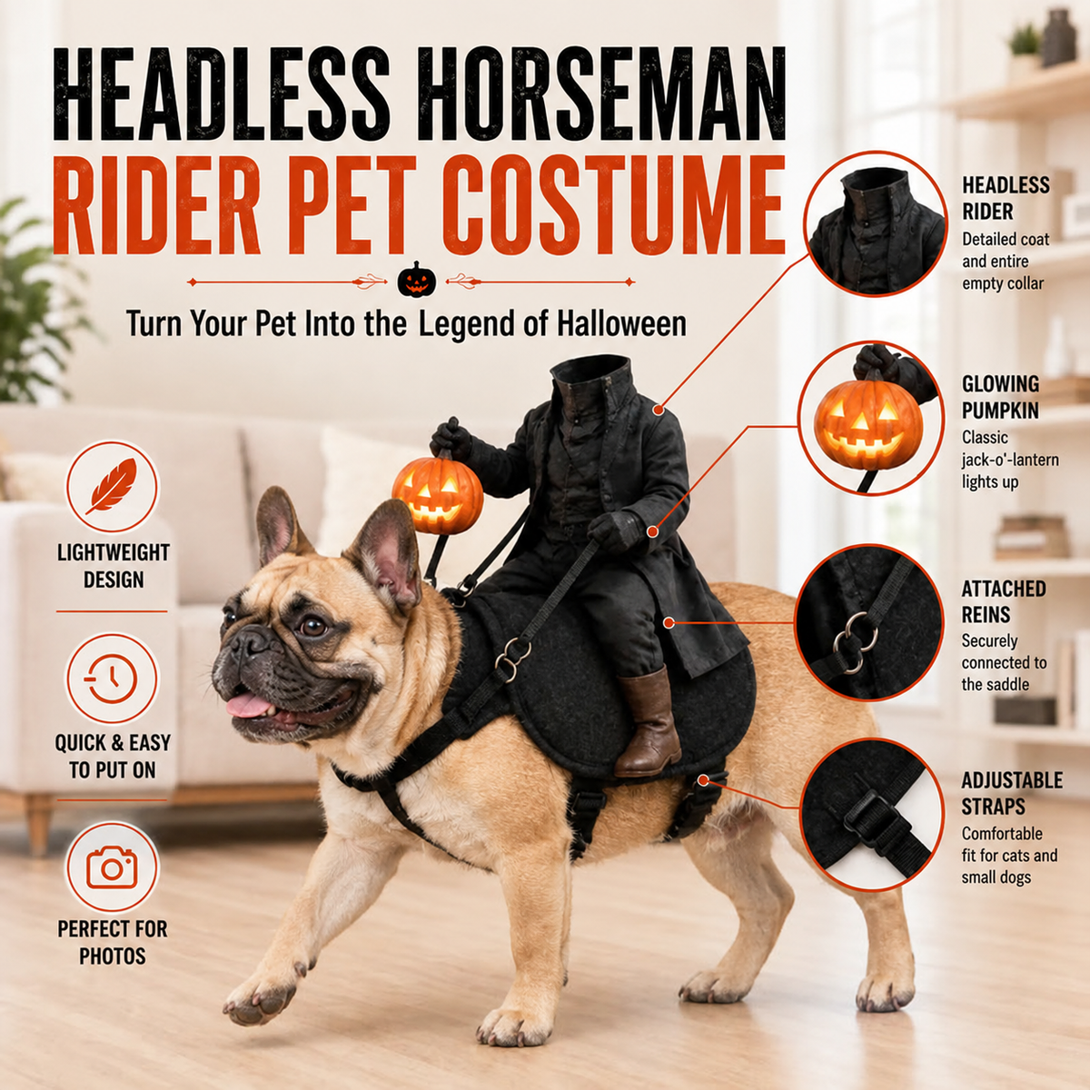🎃The Headless Horseman Rider Pet Costume🐾