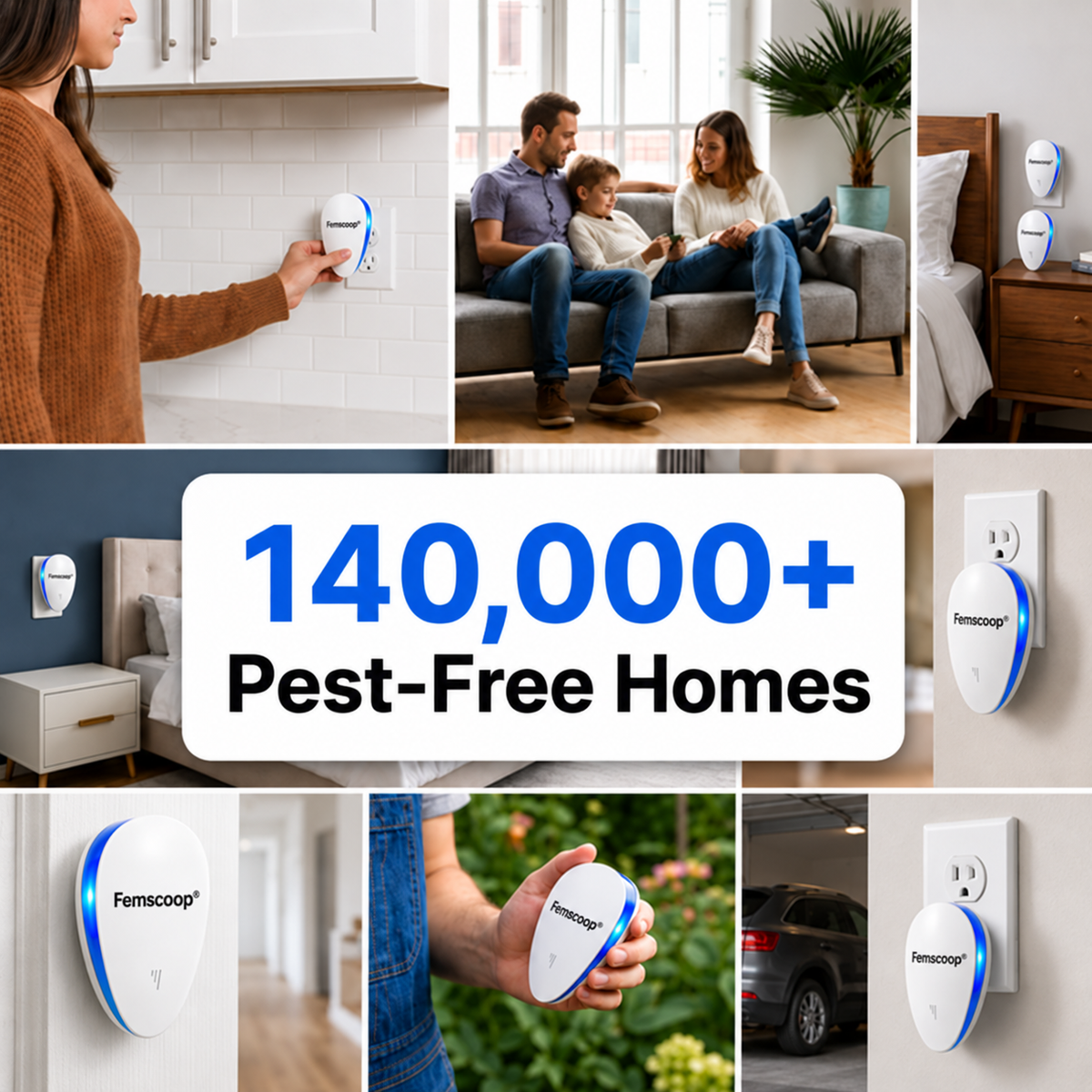 Femscoop® Ultrasonic Pest Repeller - Banish 14+ Pests for Good