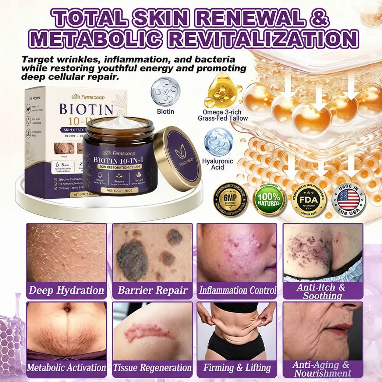 Femscoop® Biotin 10-in-1 Skin Restoration Cream