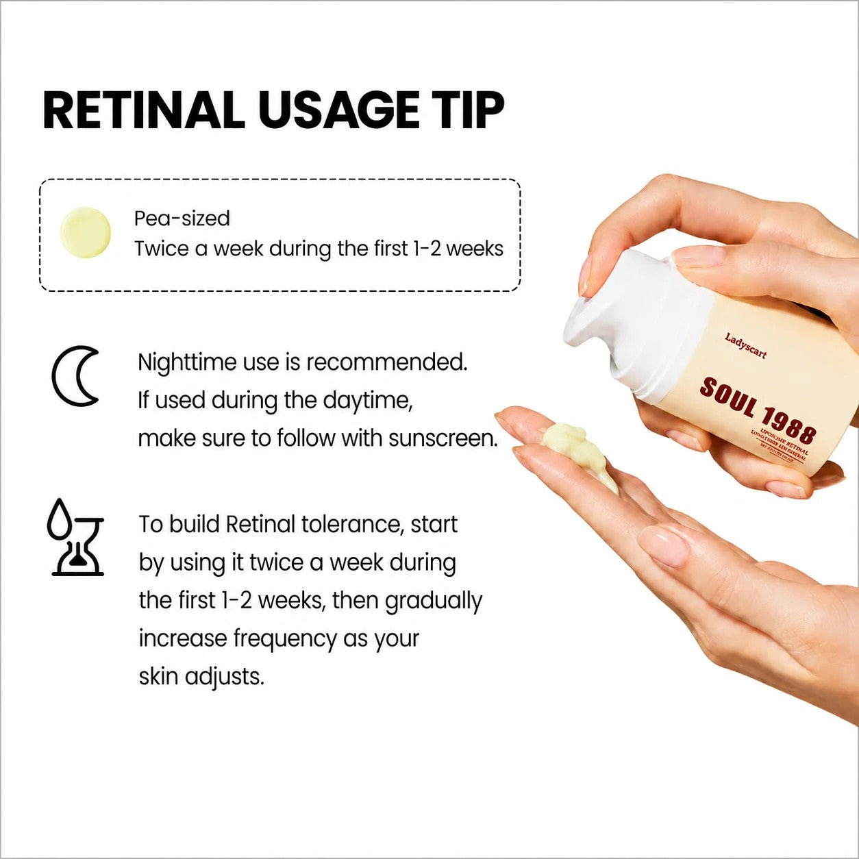 Ladyscart Soul 1988 Retinal Cream | 1% Retinal Liposome Anti-Aging Treatment for Smooth, Youthful Skin