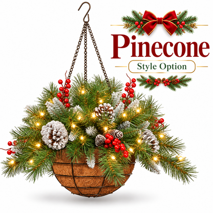 🎄 Last Day 50% OFF 🏆 Pre-Lit Christmas Hanging Basket | Pre-lit, weather-resistant, and zero maintenance🏆