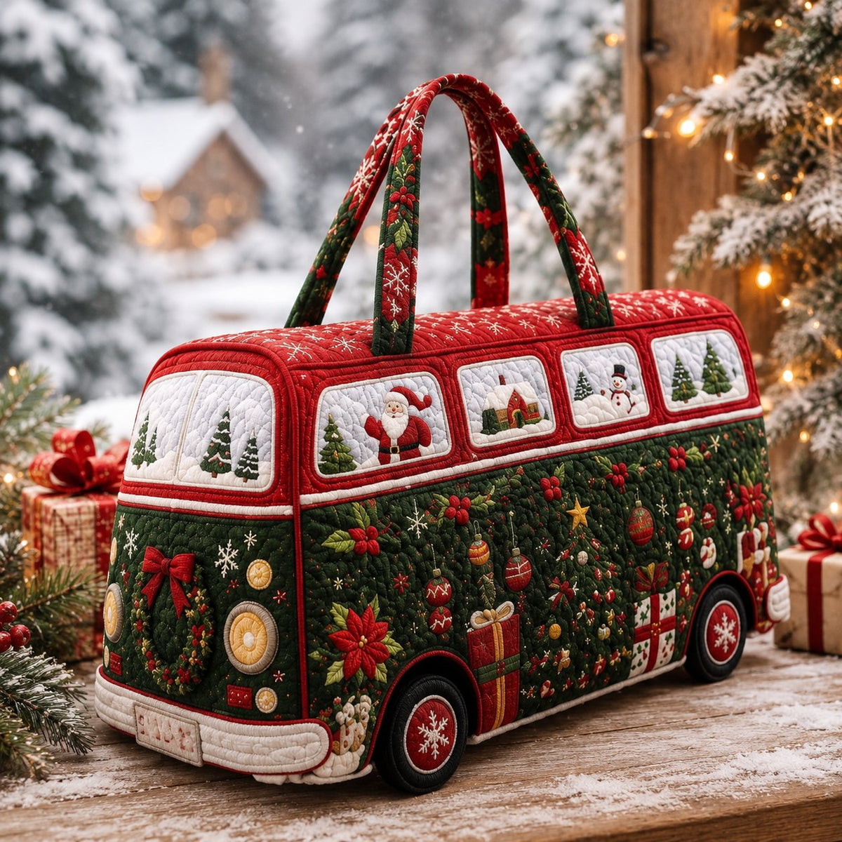Handmade Christmas Quilted Tote Bag