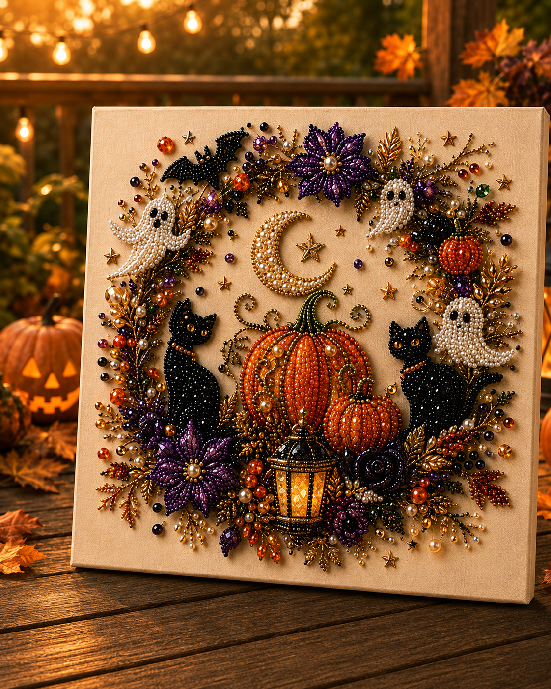 💥 Last Day 50% OFF – 👻 Halloween Pearl Art DIY Kit – Turn Tiny Pearls into Spooky-Cute Magic✨