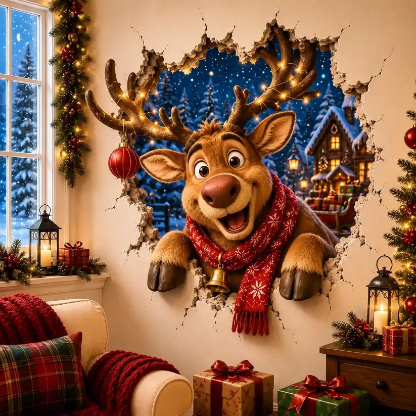 🎅Christmas Breaking Through the Wall Decal🎄
