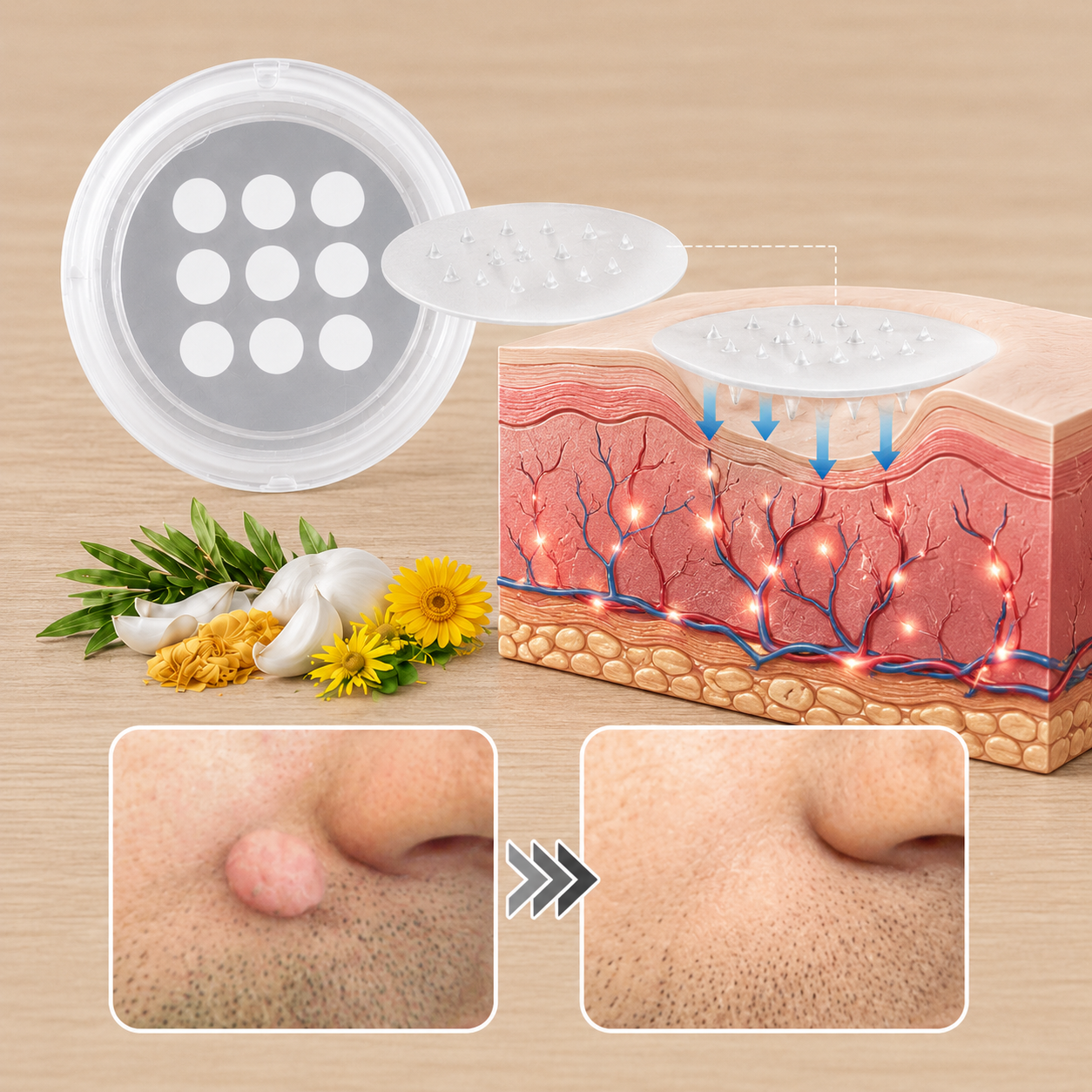 MYLUREN™2-in-1 Microneedle & Hydrocolloid Patch🍀| Removes Raised Moles, Acne, Flat Warts & Skin Tags | Helps Improve Wrinkles, Scars & Blemishes | Invisible Patches for Face & Body