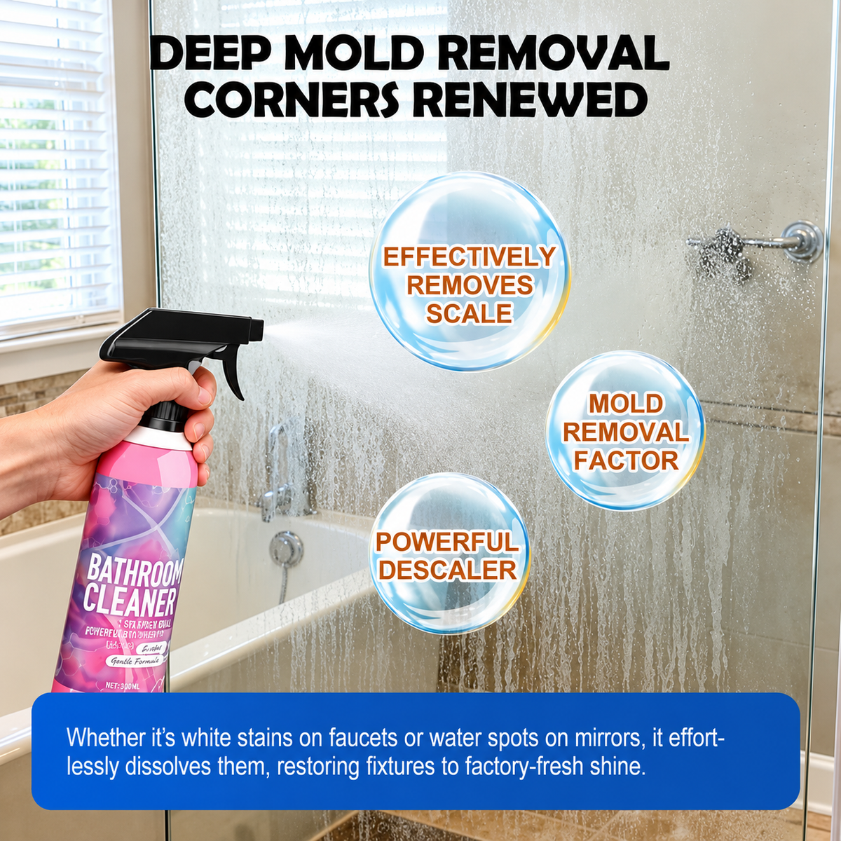✨ Bathroom Cleaner: Sparkle in Seconds, No Harsh Fumes