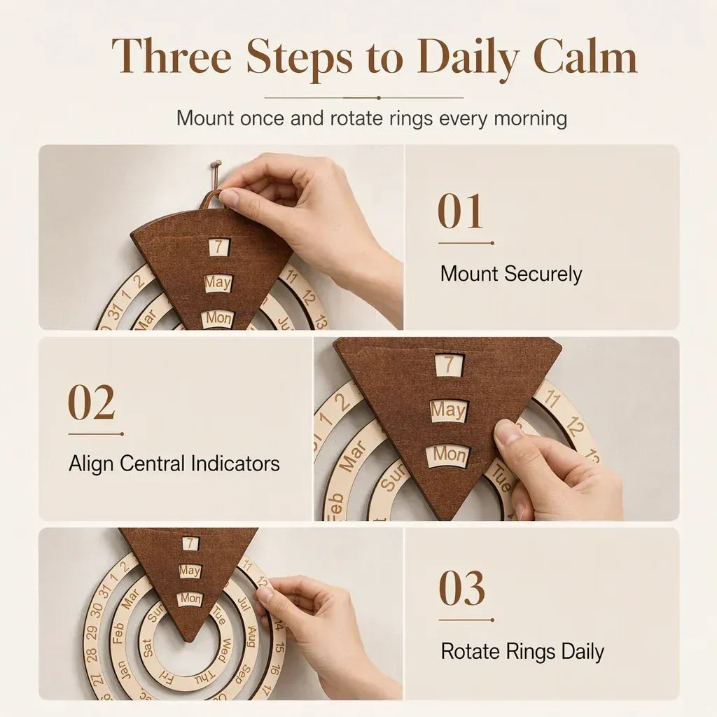 📅Circular Wooden Rotating Perpetual Calendar🪵