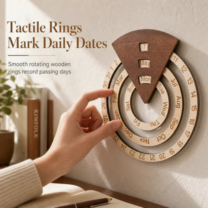 📅Circular Wooden Rotating Perpetual Calendar🪵