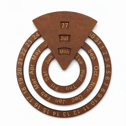 📅Circular Wooden Rotating Perpetual Calendar🪵