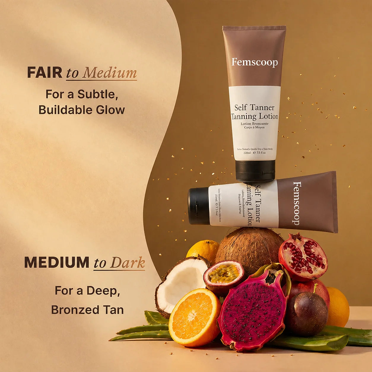 Femscoop Streak-Free Self-Tanning Lotion: Achieve a Flawless, Hydrated Golden Glow Without the Orange Tint or Patchy Mess
