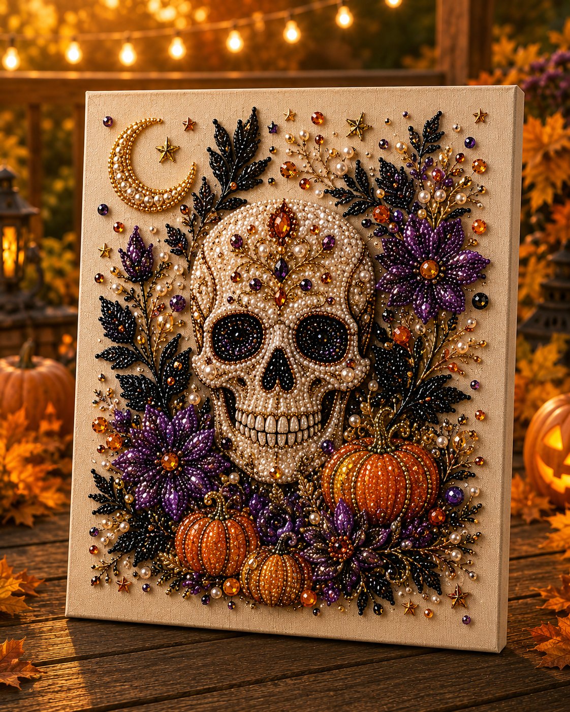 💥 Last Day 50% OFF – 👻 Halloween Pearl Art DIY Kit – Turn Tiny Pearls into Spooky-Cute Magic✨