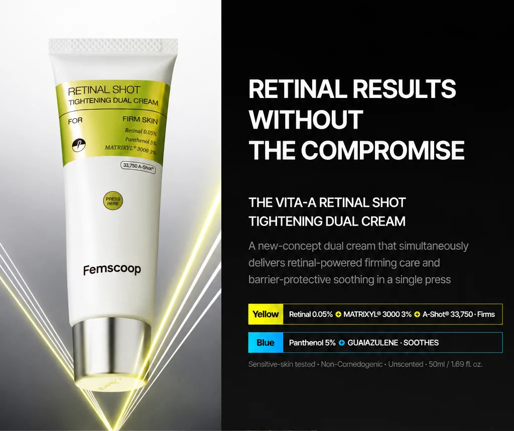 Erase Stubborn Wrinkles & Firm Sagging Skin—Without the Irritation: Femscoop Vita-A Retinal Dual Cream