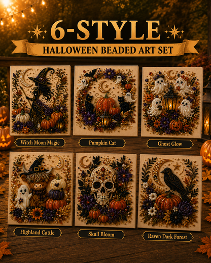💥 Last Day 50% OFF – 👻 Halloween Pearl Art DIY Kit – Turn Tiny Pearls into Spooky-Cute Magic✨