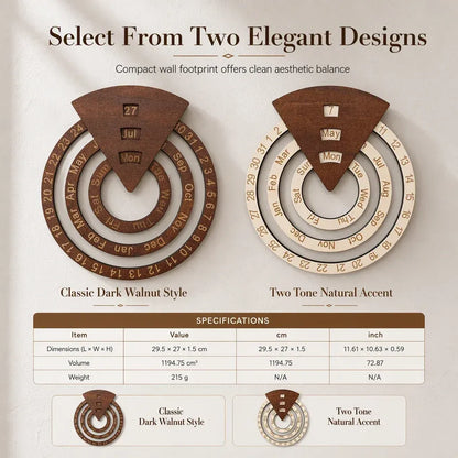 📅Circular Wooden Rotating Perpetual Calendar🪵