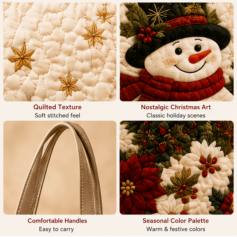 Handmade Christmas Quilted Tote Bag