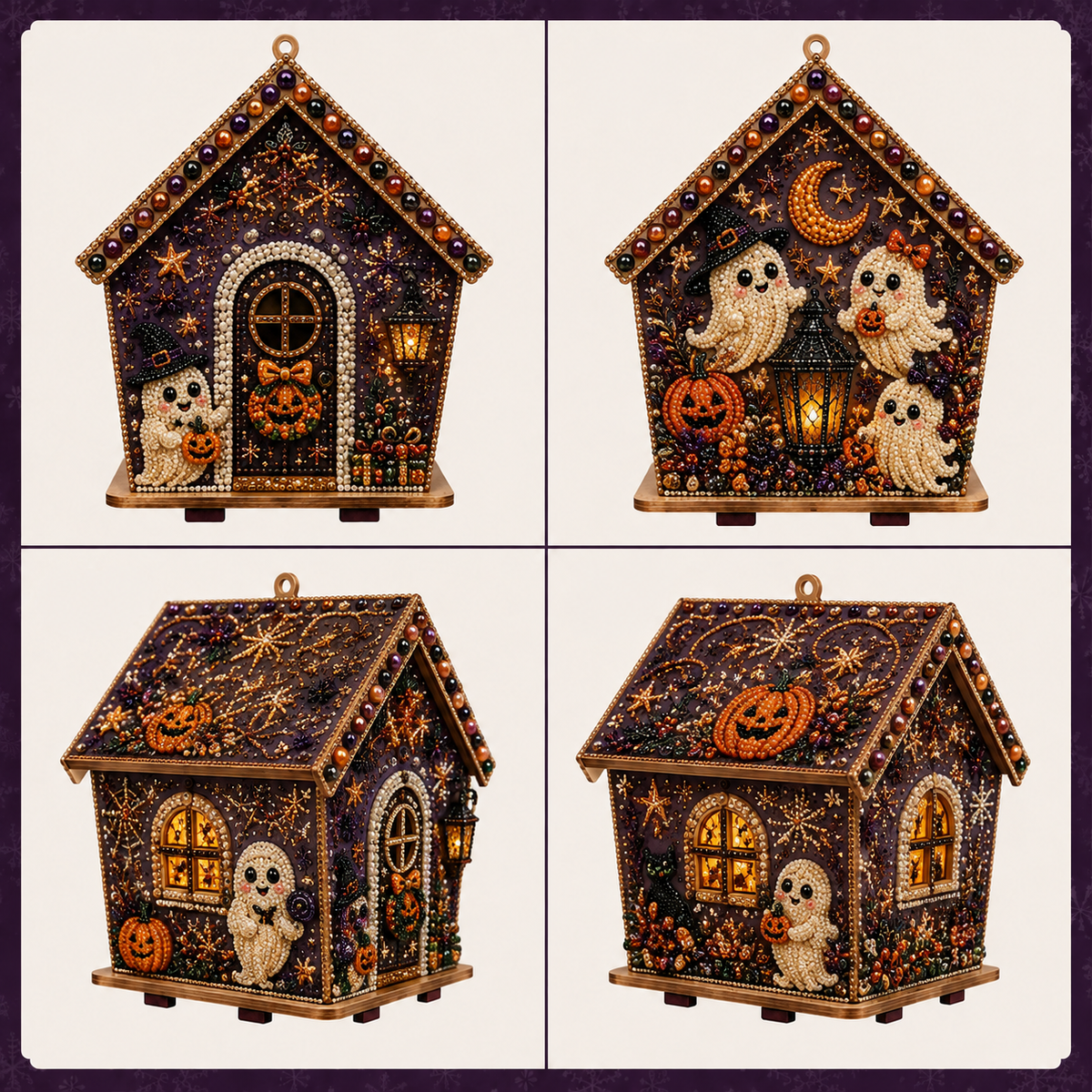 3D Holiday Wooden House Rhinestone DIY Kit - Halloween & Christmas Holiday Cottage Collection