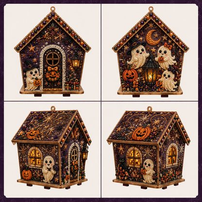 3D Holiday Wooden House Rhinestone DIY Kit - Halloween & Christmas Holiday Cottage Collection