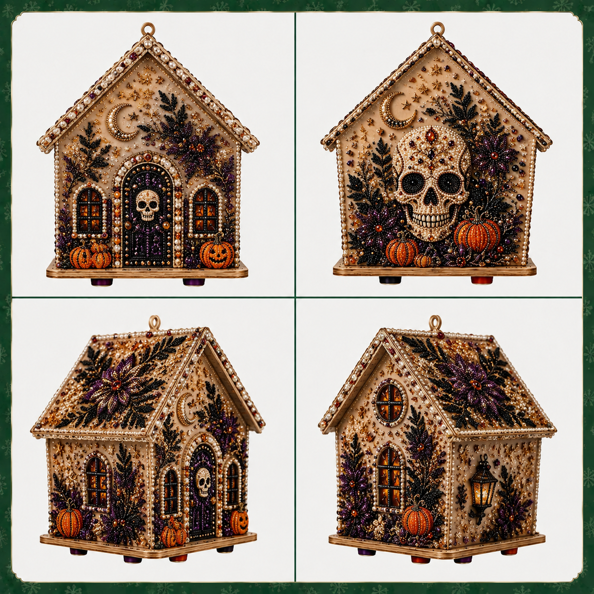 3D Holiday Wooden House Rhinestone DIY Kit - Halloween & Christmas Holiday Cottage Collection
