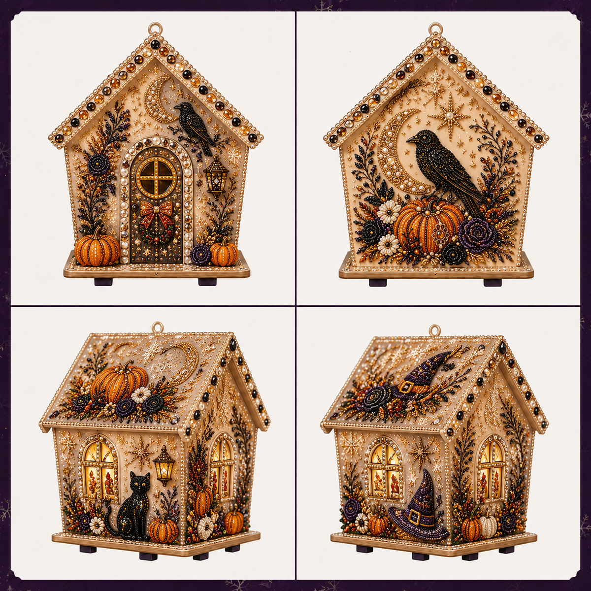 3D Holiday Wooden House Rhinestone DIY Kit - Halloween & Christmas Holiday Cottage Collection