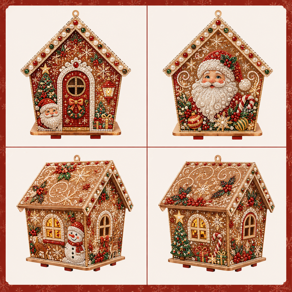 3D Holiday Wooden House Rhinestone DIY Kit - Halloween & Christmas Holiday Cottage Collection