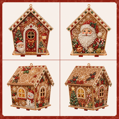 3D Holiday Wooden House Rhinestone DIY Kit - Halloween & Christmas Holiday Cottage Collection