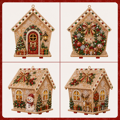 3D Holiday Wooden House Rhinestone DIY Kit - Halloween & Christmas Holiday Cottage Collection