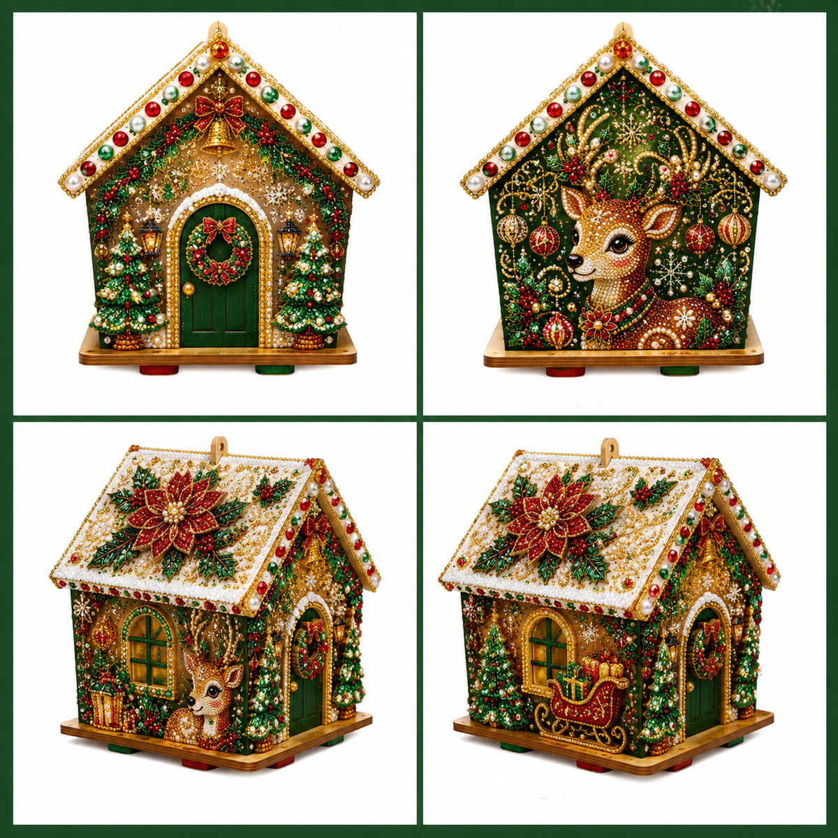 3D Holiday Wooden House Rhinestone DIY Kit - Halloween & Christmas Holiday Cottage Collection