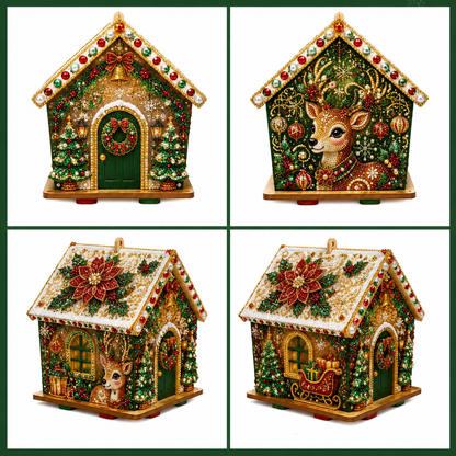 3D Holiday Wooden House Rhinestone DIY Kit - Halloween & Christmas Holiday Cottage Collection
