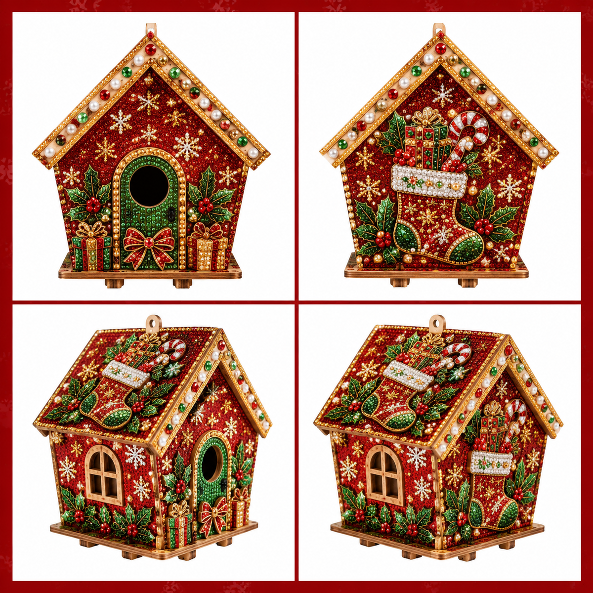 3D Holiday Wooden House Rhinestone DIY Kit - Halloween & Christmas Holiday Cottage Collection