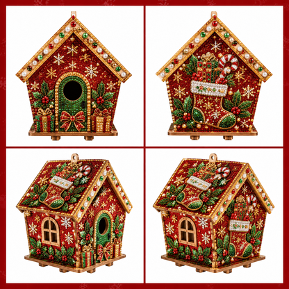 3D Holiday Wooden House Rhinestone DIY Kit - Halloween & Christmas Holiday Cottage Collection