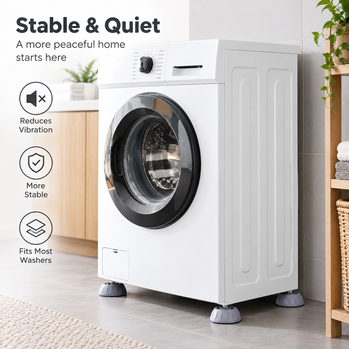 🔇 4PCS Anti-Vibration Washing Machine Feet Pads – Non-Slip Shock Absorbing Appliance Support Pads