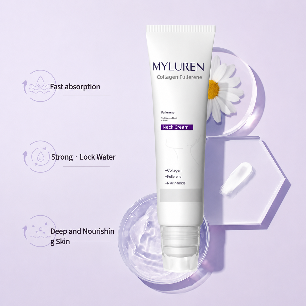 MYLUREN™ Roller Massage Neck Cream 🧴 Collagen & Hyaluronic Acid | Firms Neck, Reduces Wrinkles & Double Chin