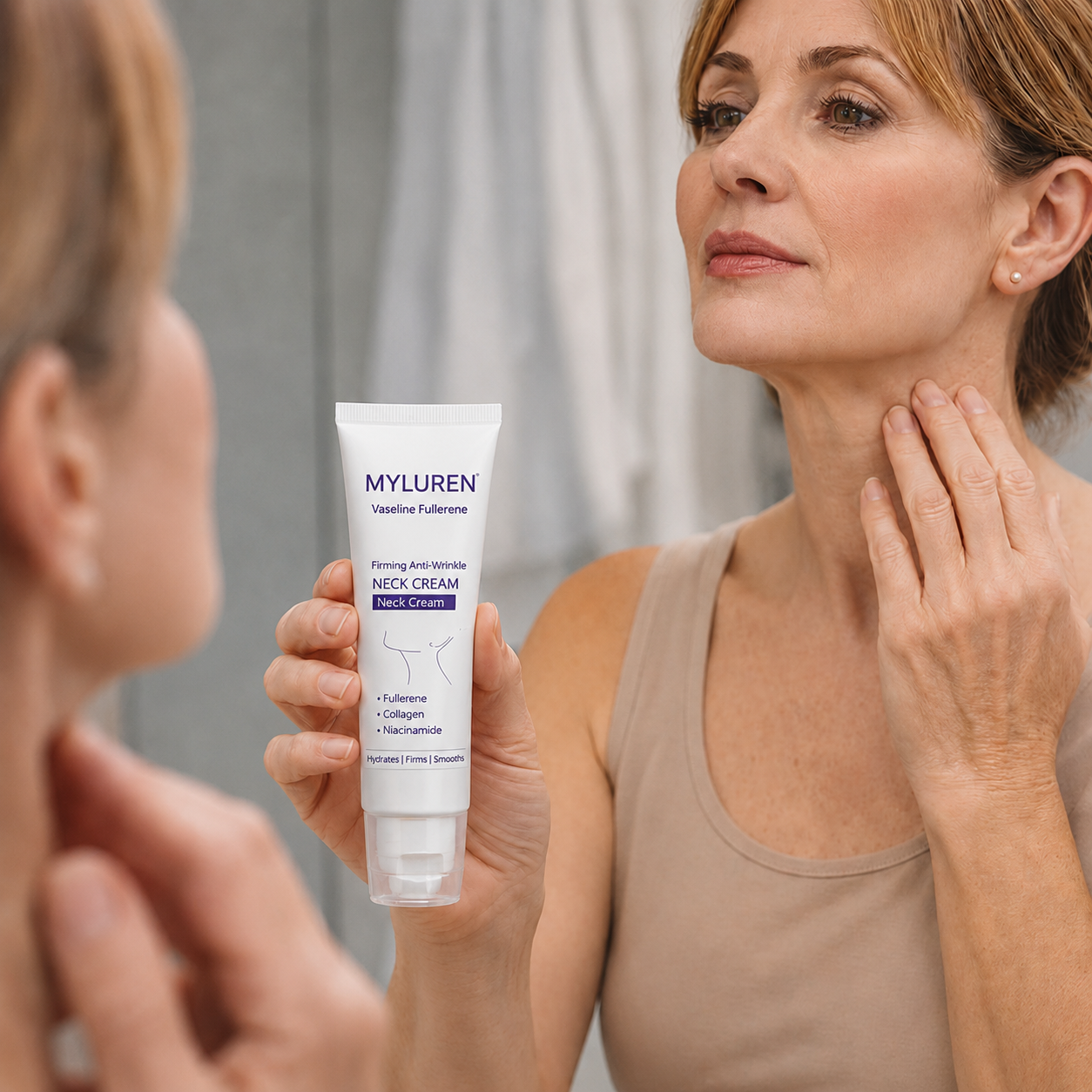 MYLUREN™ Roller Massage Neck Cream 🧴 Collagen & Hyaluronic Acid | Firms Neck, Reduces Wrinkles & Double Chin