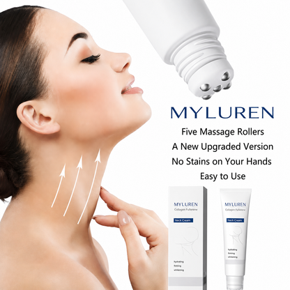 MYLUREN™ Roller Massage Neck Cream 🧴 Collagen & Hyaluronic Acid | Firms Neck, Reduces Wrinkles & Double Chin