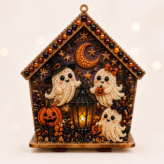 3D Holiday Wooden House Rhinestone DIY Kit - Halloween & Christmas Holiday Cottage Collection