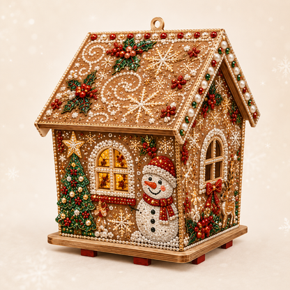3D Holiday Wooden House Rhinestone DIY Kit - Halloween & Christmas Holiday Cottage Collection