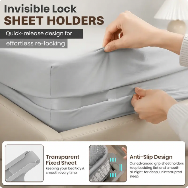 Invisible Bed Sheet Holders – Non-Slip Corner Fasteners for Deep Mattresses 🛌