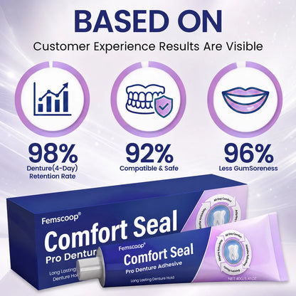 🔥 LIMITED SPECIAL OFFER 🔥 Femscoop® Comfort Seal Pro Denture Adhesive🦷💜FDA Certified (Clinically Proven 96- Hour Lock Hold for Secure, Comfortable & Zinc-Free Denture Fit)