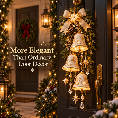 🔥Lighted Golden Bell Christmas Door Hanging🔔 – Cascading Holiday Décor 2D