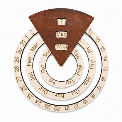 📅Circular Wooden Rotating Perpetual Calendar🪵
