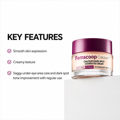 Femscoop Korean Calcium Eye Cream: Visibly Erase Stubborn Dark Spots, Puffy Eye Bags & Dark Circles—Claim Your 50% OFF Today Before It’s Gone!