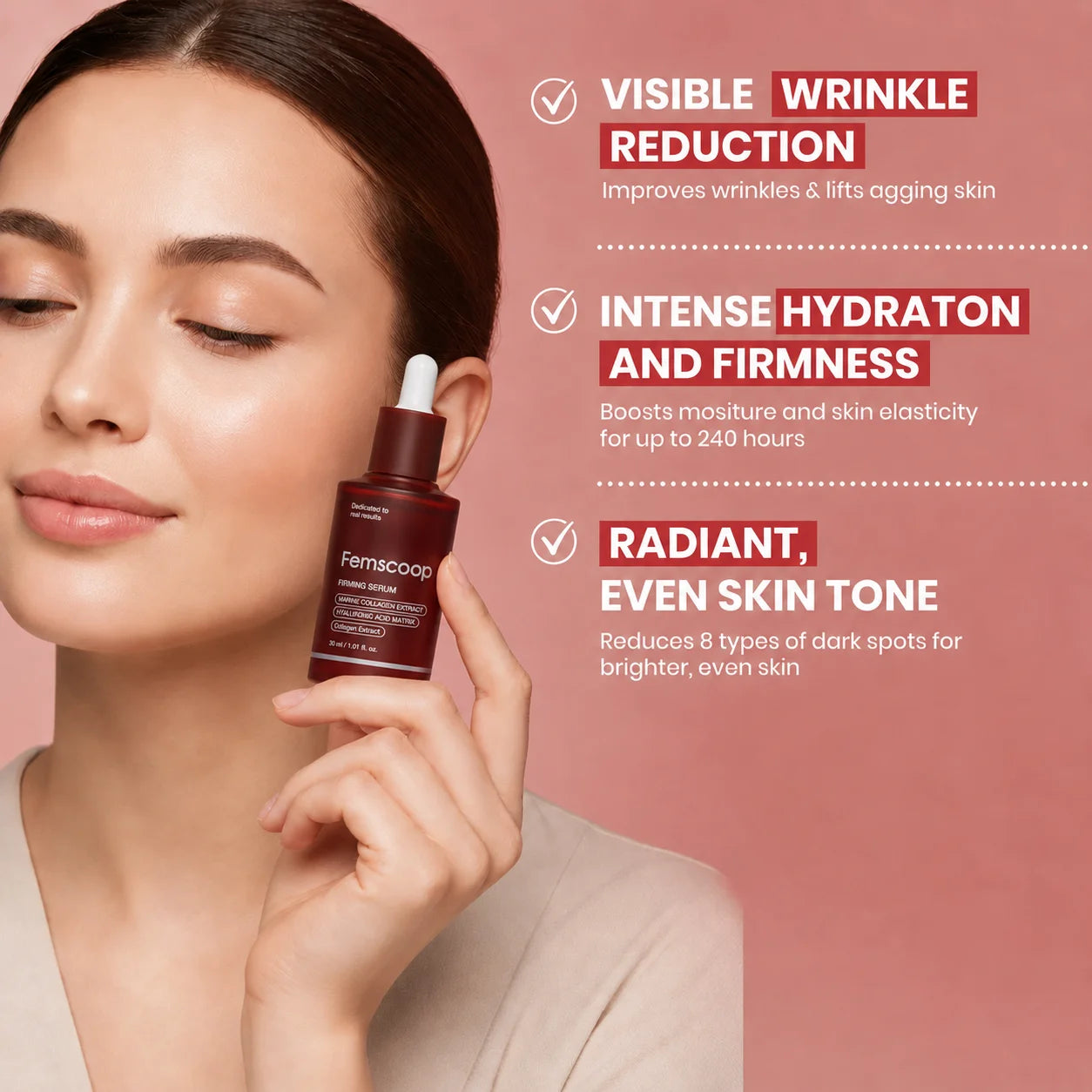 Femscoop Face & Neck Firming Serum | Wrinkle, Elasticity & Pore Care